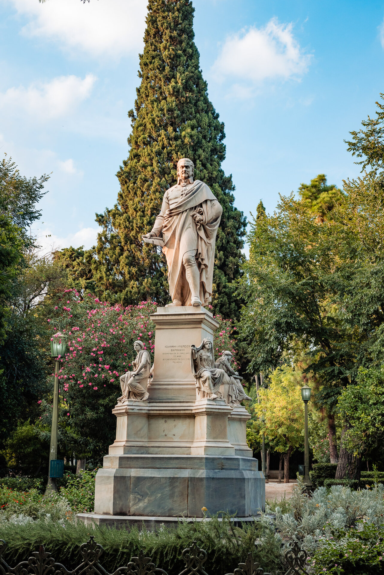 Marble statue of Ioannis Varvakis located in the National Garden of Athens