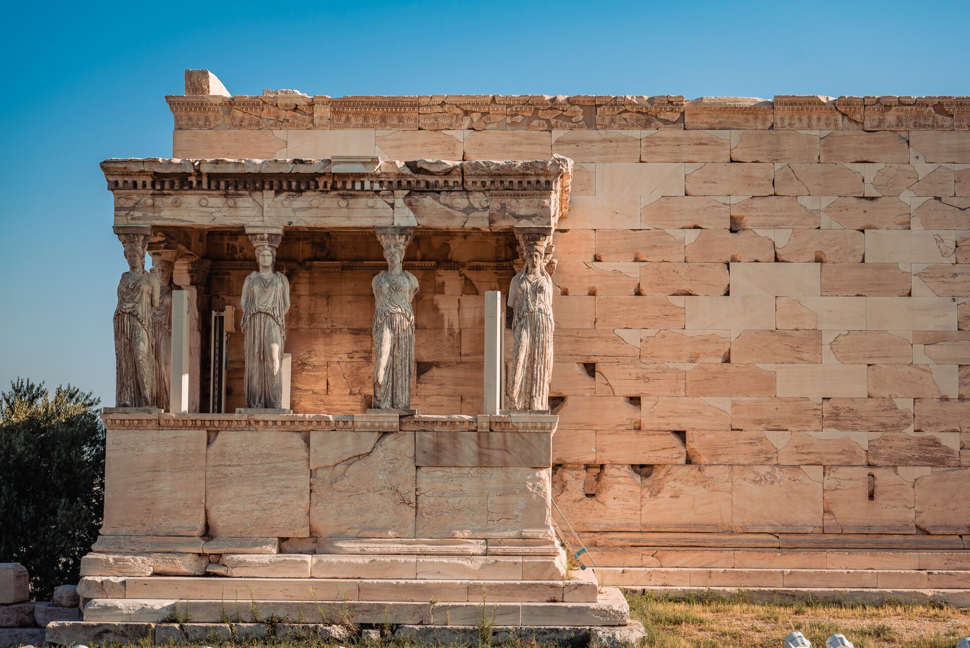 the Erechtheion, an ancient Greek temple located on the Acropolis of Athens,
