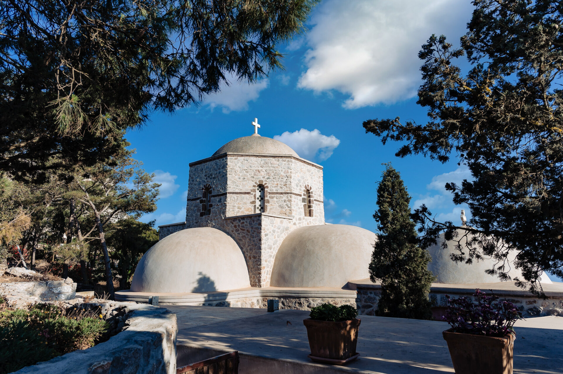 the Monastery of Prophet Elias (Profitis Ilias) located on the highest point of Santorini