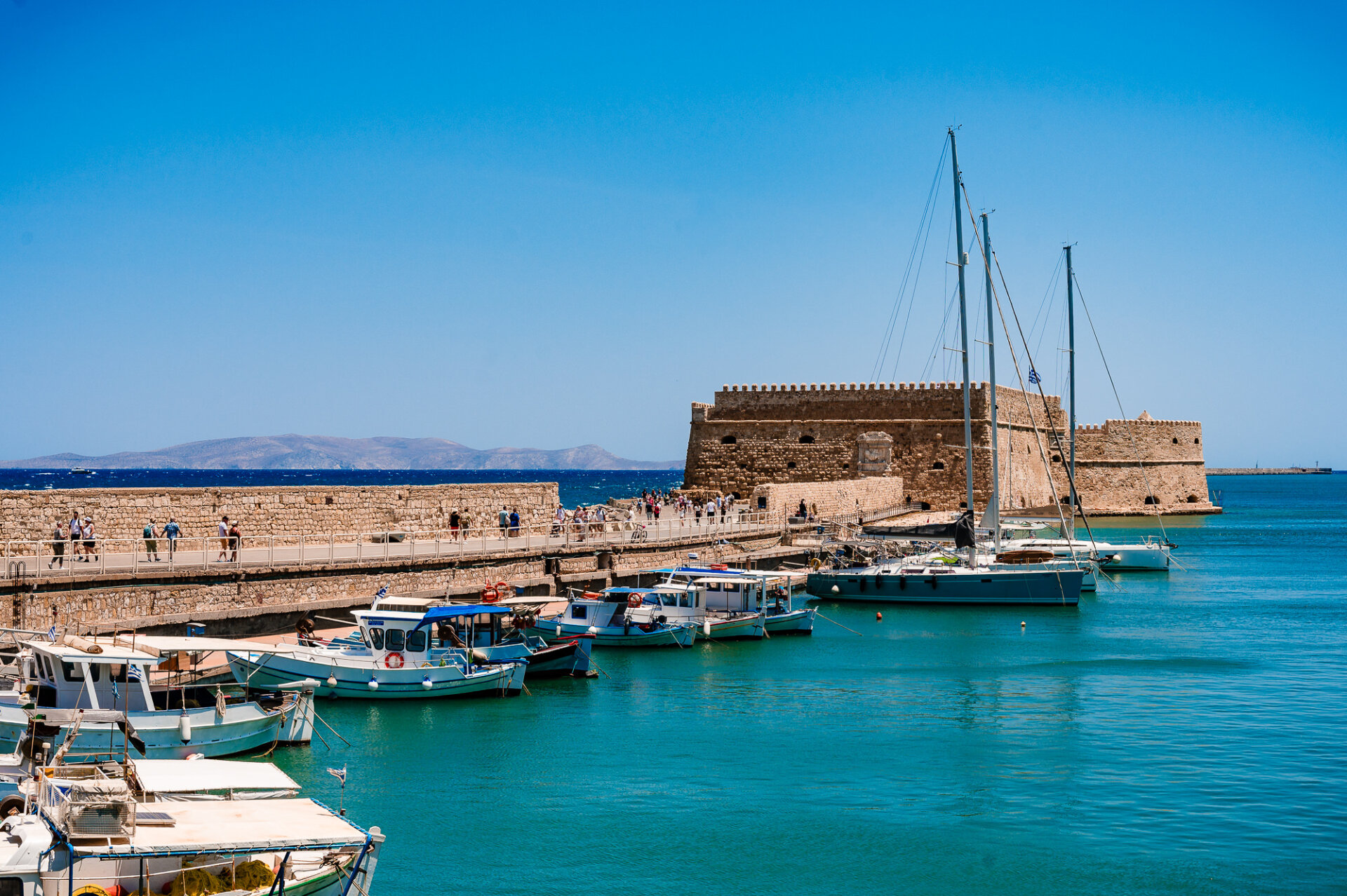 the Venetian Fortress of Koules in the harbor of Heraklion, Crete, Greece.