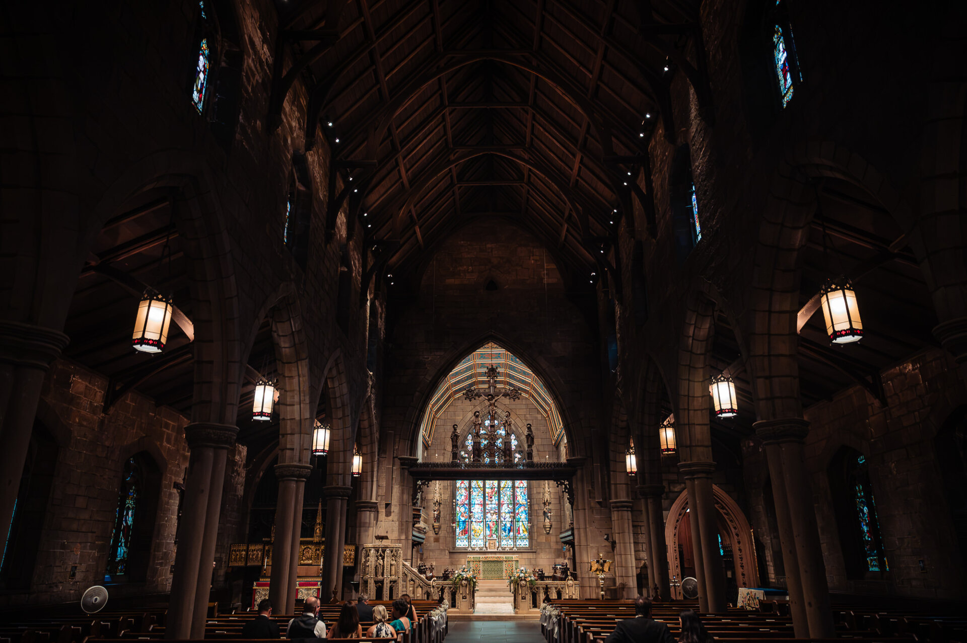 Interior of Saint Mark’s Church in Philadelphia before the wedding ceremony.