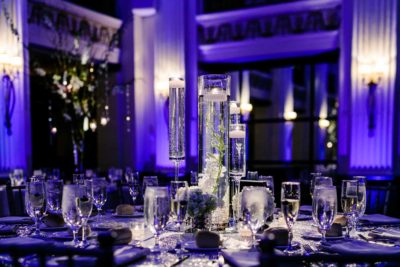 Image of wedding reception centerpiece at the Ballroom at the Ben